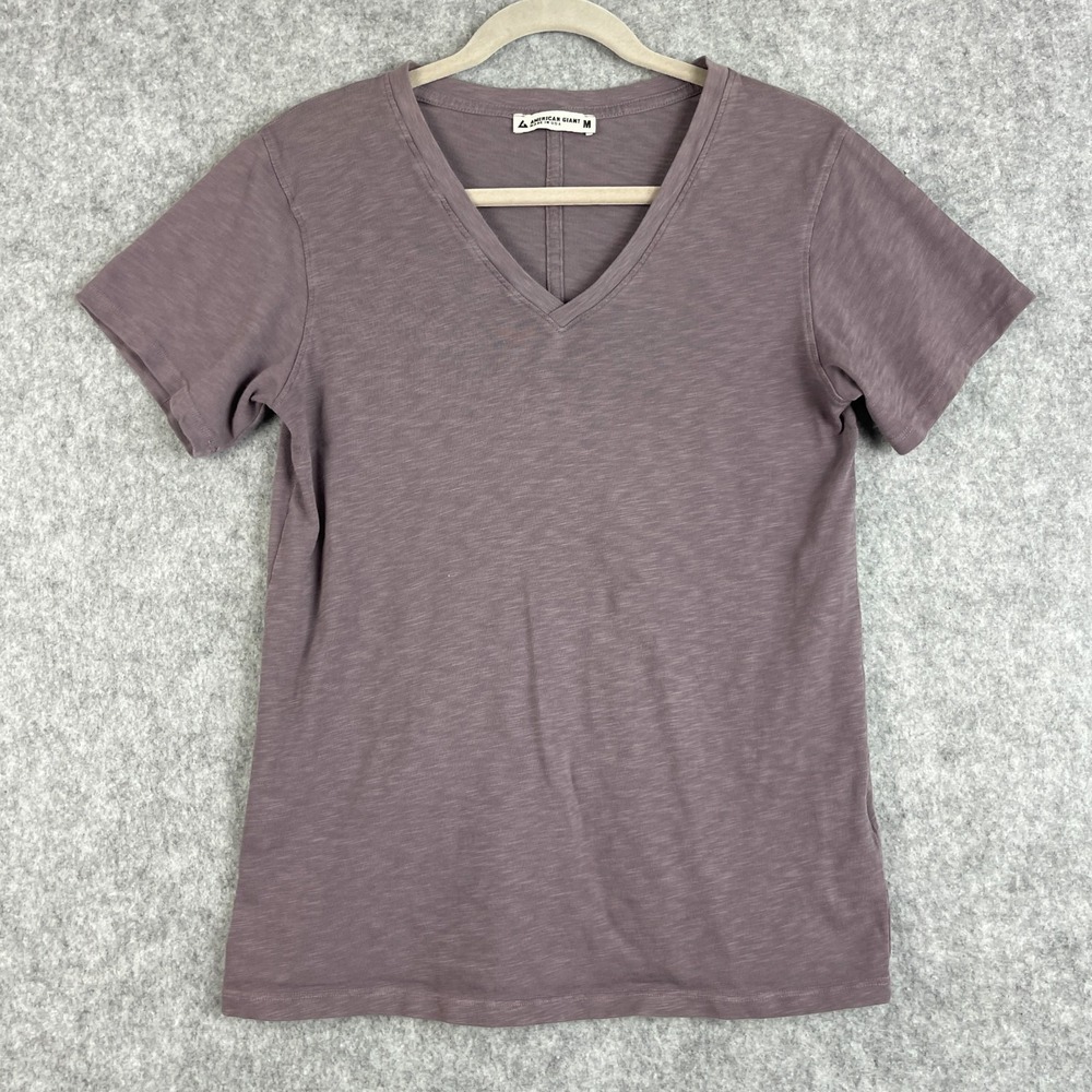 American Giant T-Shirt Womens Medium Purple Supima Cotton V Neck Short Sleeve